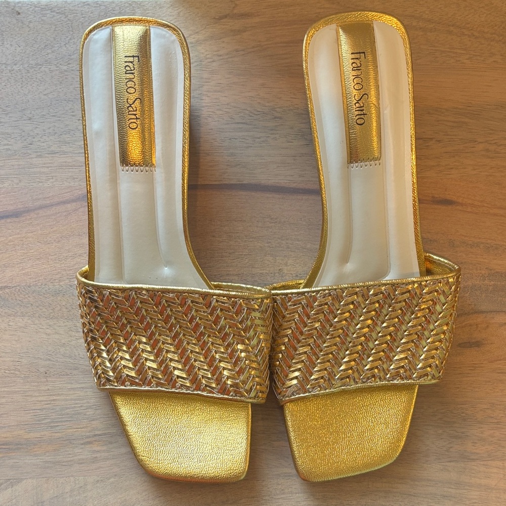 Franco Sarto Metallic Gold Woven Sandals